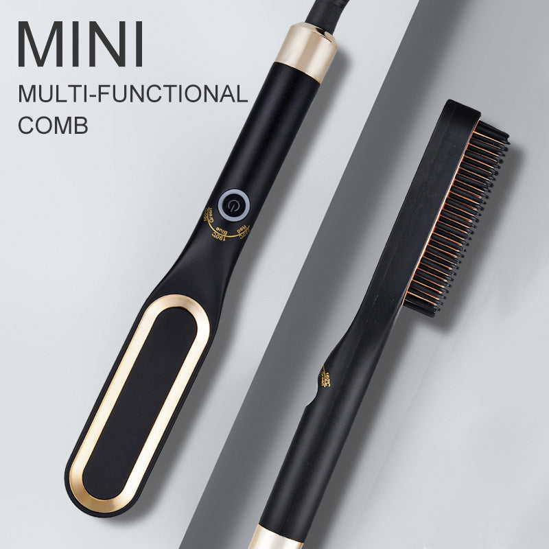 Mini Hair Styling Straightener Brush Hot Comb Iron Ceramic