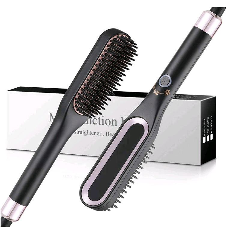 Mini Hair Styling Straightener Brush Hot Comb Iron Ceramic