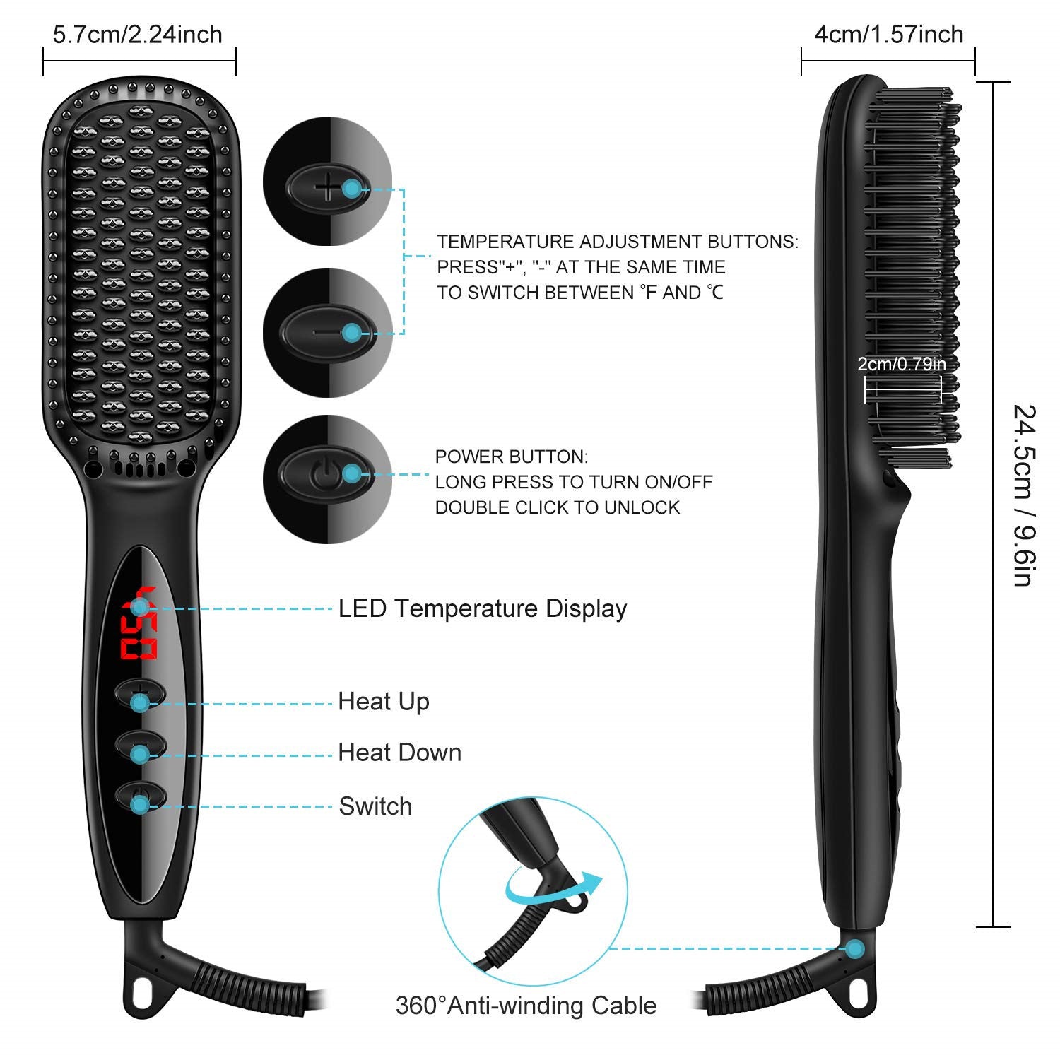 Versatile Grooming Tool Hair and Beard Styling Straightening Comb