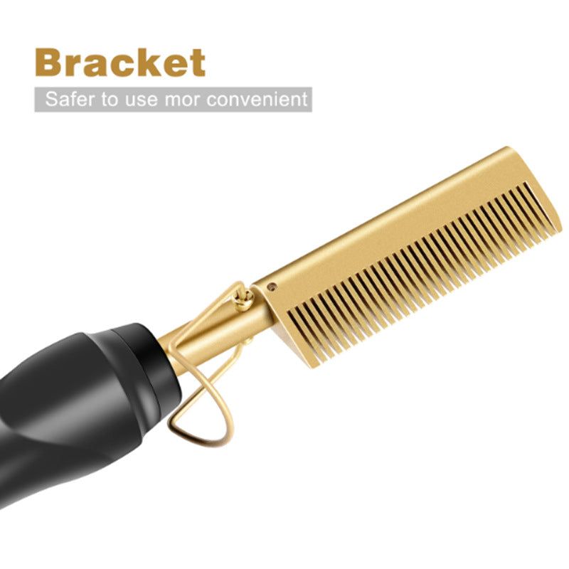 Electric Hair Styling Comb for Straightening and Curling, Suitable for Dry and Wet Hair, Dual-Purpose with Copper Technology