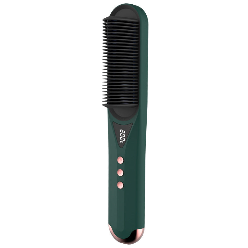 GREEN Beard Comb Beard Hair Straightener Brush Hot Comb Curling Iron