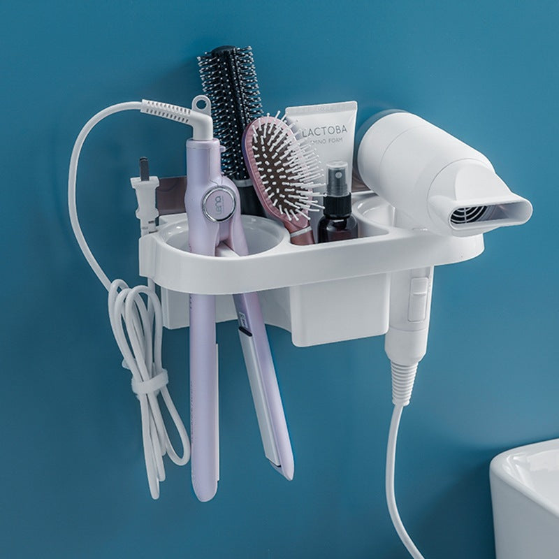 Hair Care Organizer Hands-Free Dryer Holder with Shelf for Curling Irons, Perfect Bathroom Accessories Set.