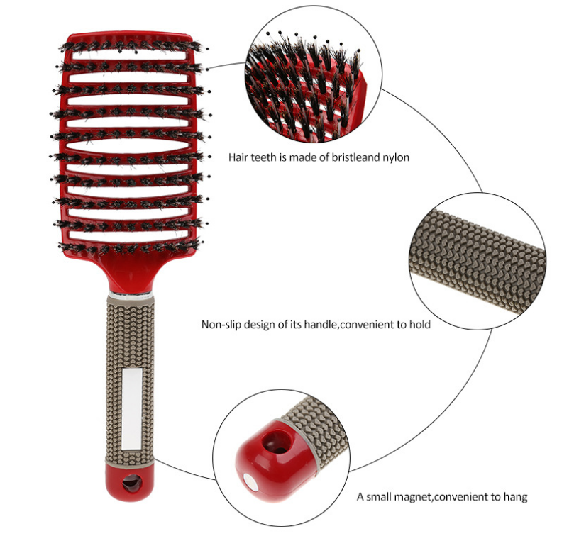 Hairbrush Detangle and Massage with Bristle-Nylon Teaser Comb for Women's Hair