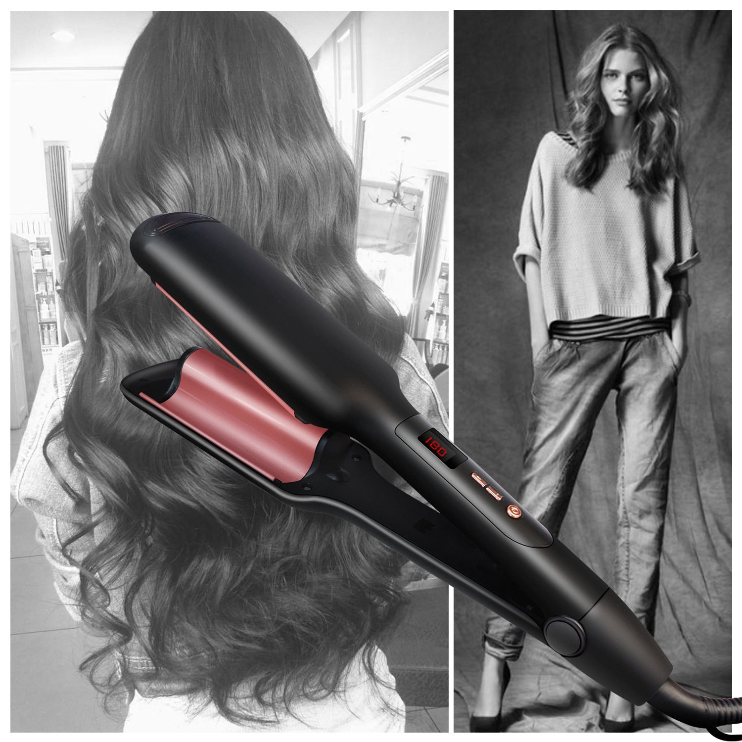 Ceramic Liquid Crystal Curling Iron with Multi-gear Splint