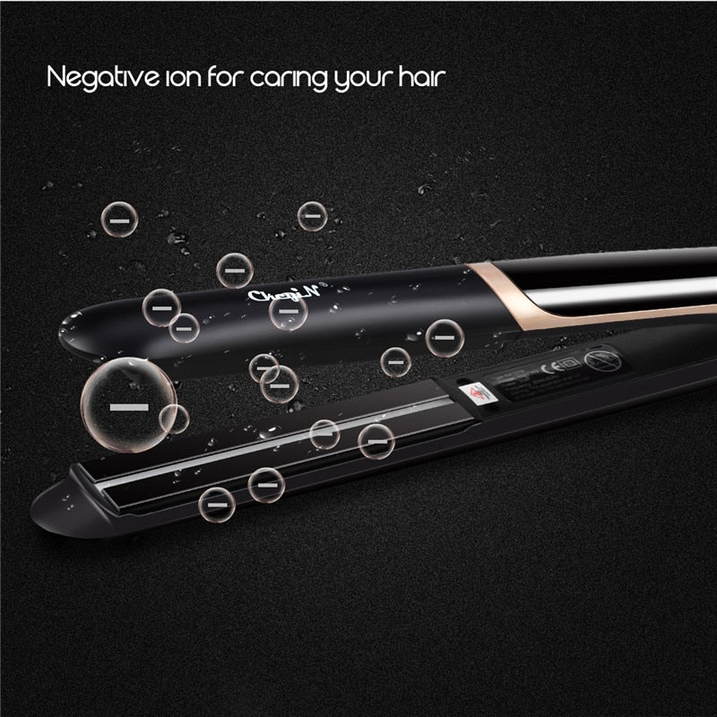 Professional Hair Straightener Curler Hair Flat Iron Negative Ion Infrared Hair Straighting Curling Iron Corrugation LED Display