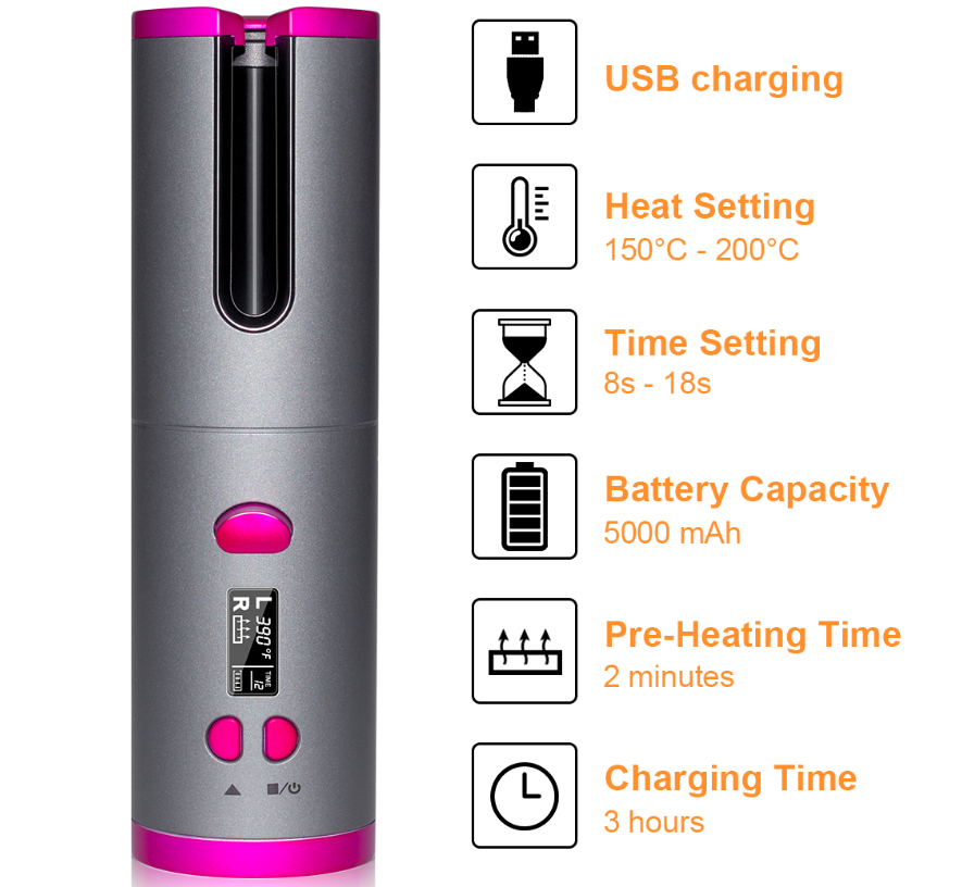 Professional Wireless Multifunctional Curling Iron with USB Charging