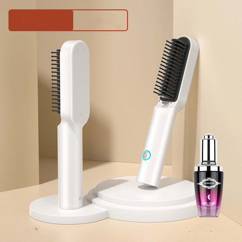 USB Portable Hot Air Comb Rechargable Professional Hair Dryer Brush 2 In1 Mini Hair Straightener Curler Brush Hair Styler