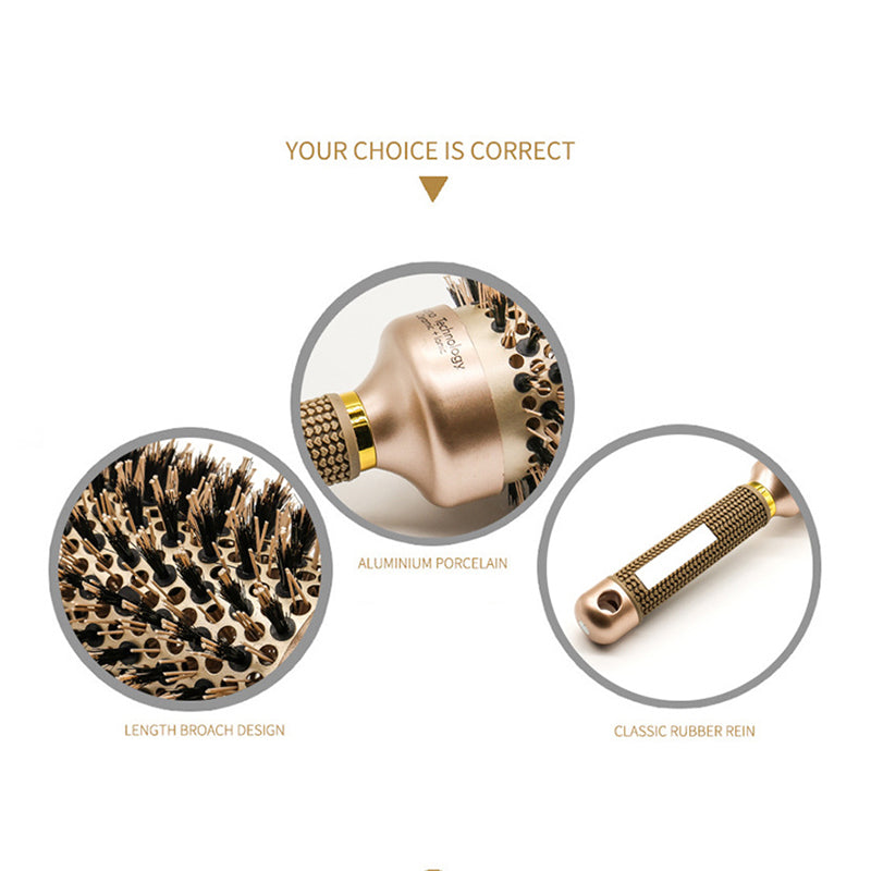 Professional Nano Ionic Round Barrel Hair Comb Styling for Hairdressing and Salon-Grade Hair Styling, Ceramic Ion Technology.