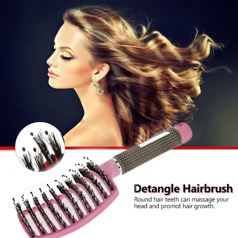 Hairbrush Detangle and Massage with Bristle-Nylon Teaser Comb for Women's Hair